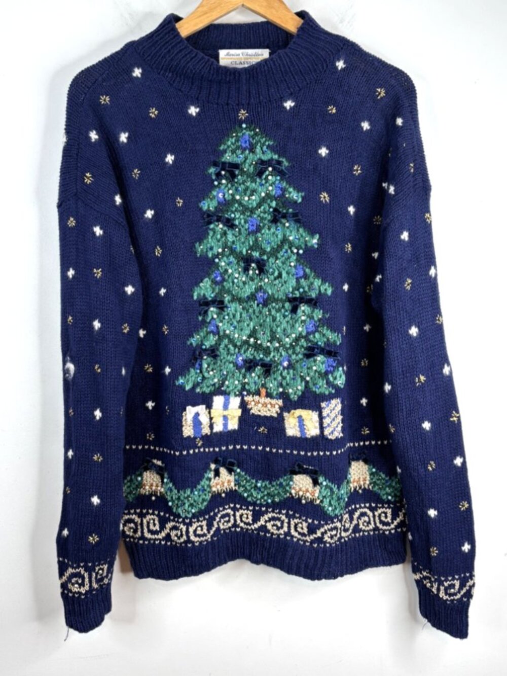 VTG 1994 Marisa Christina Christmas Collection Tree Sweater XL 90s Embroidered